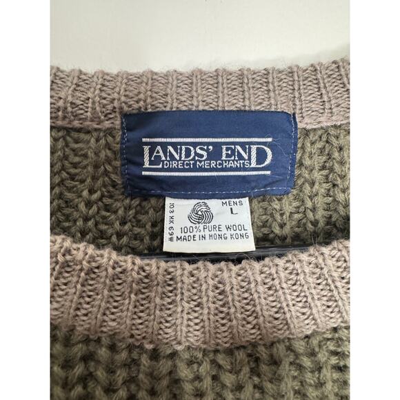 Lands' End Vintage Men's Wool Sweater - 100% Wool Multicolor Striped Large - Picture 4 of 4
